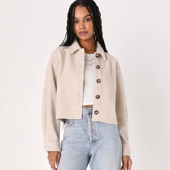 Lulus Comfy Essence Cropped Shacket - Picture 2 of 3